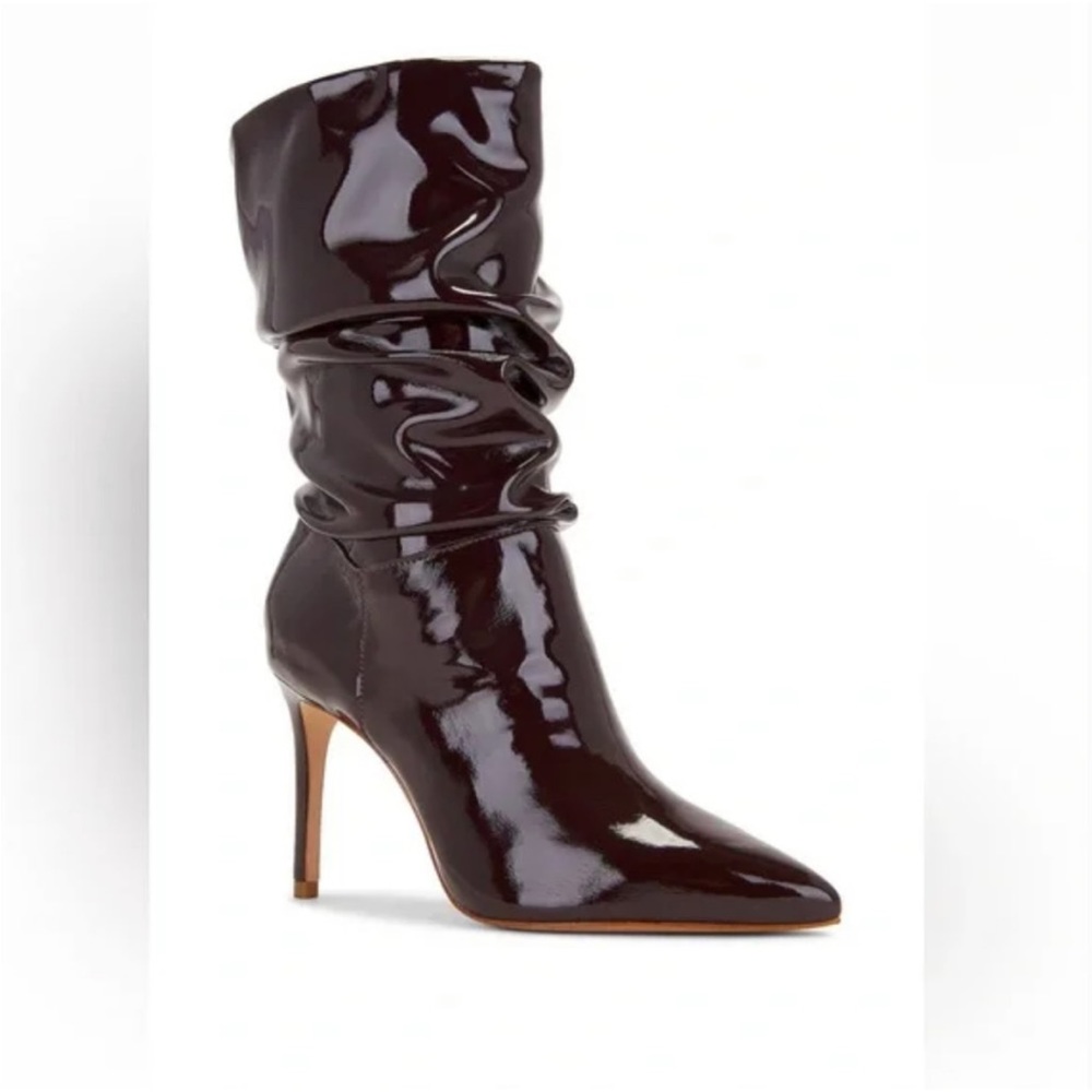 NWT Schutz Ashlee Slouchy Patent Leather Bootie 10 Espresso Brown Boot …